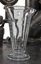 c. 1900's original antique american medical freestanding pressed clear glass apothecary conical-shaped measure with etched markings