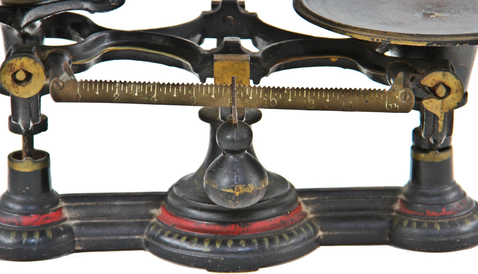 late 19th or early 20th century chicago drugstore polychromed cast iron countertop druggists weighing scale with oversized wrought brass scoop