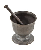c. 1880's original antique american medical unornamented cast iron drugstore or pharmacy mortar with matching pestle