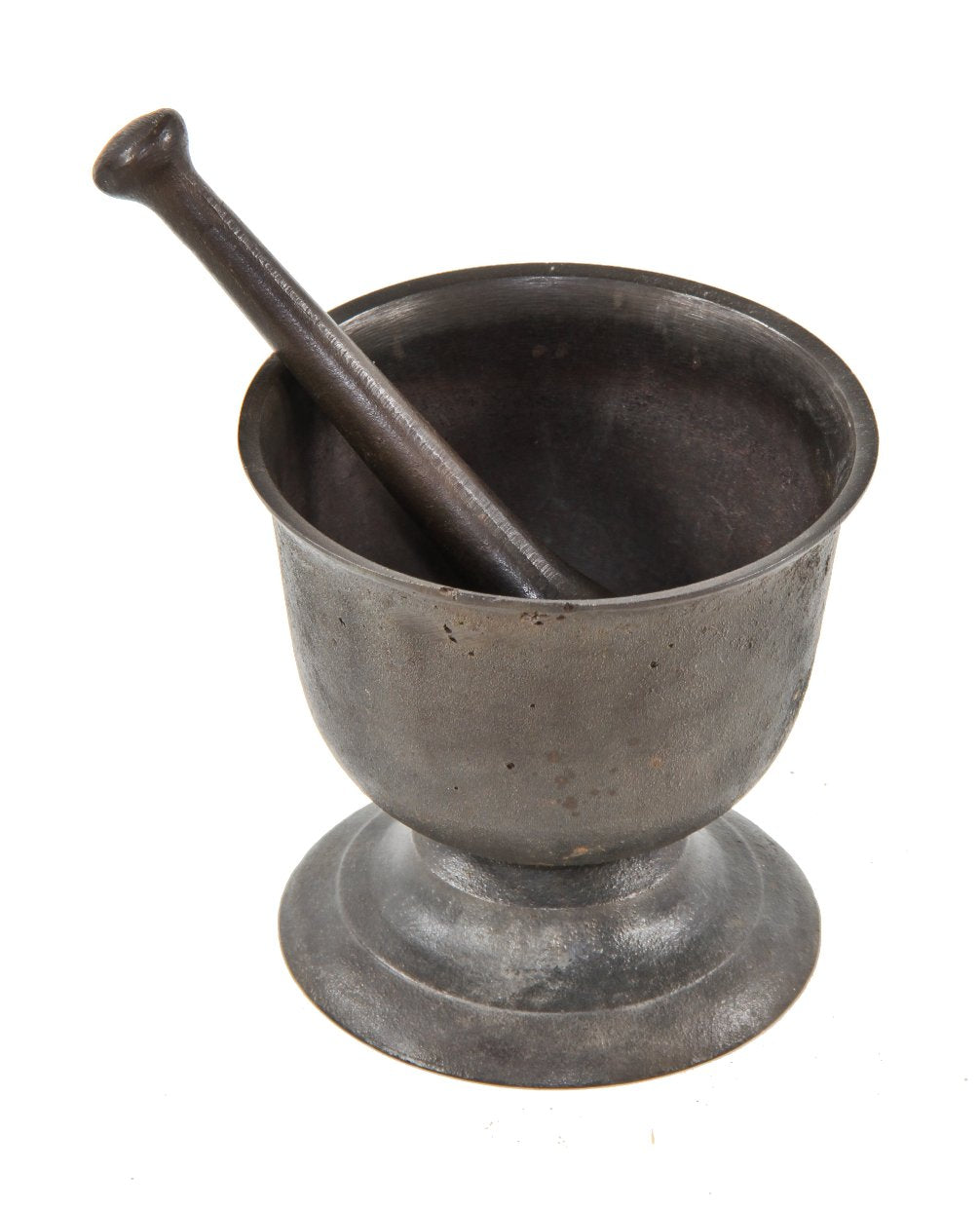 c. 1880's original antique american medical unornamented cast iron drugstore or pharmacy mortar with matching pestle