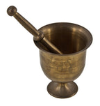 mid-19th century original american medical nicely aged brass metal apothecary or drugstore countertop mortar with matching pestle