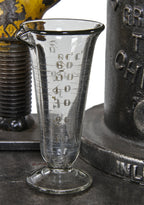 single all original and well maintained early 20th century antique american medical etched research laboratory pressed glass conical-shaped measure