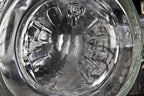 all original and seldom found oversized early 20th century antique american industrial well-maintained and cleaned clear glass "thorium" laboratory bottle with original ground glass stopper