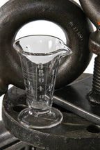 original early 20th century antique american diminutive clear glass pharmacy or research laborator conical-shaped measure with lightly etched markings