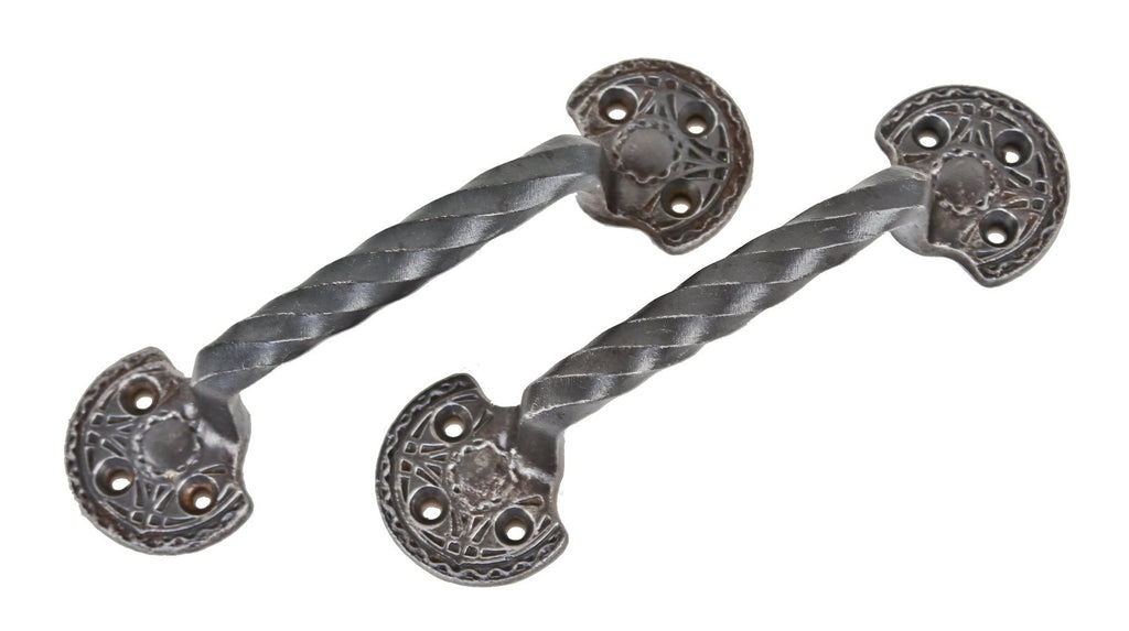 original 19th century lightly cleaned ornamental cast iron interior chicago stock exchange building window sash pulls or handles