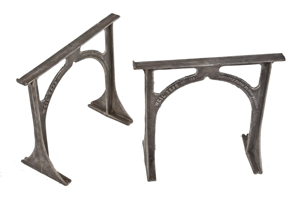 matching set of early 20th century utilitarian american antique industrial refinished cast iron residential basement washtub bracket or supports