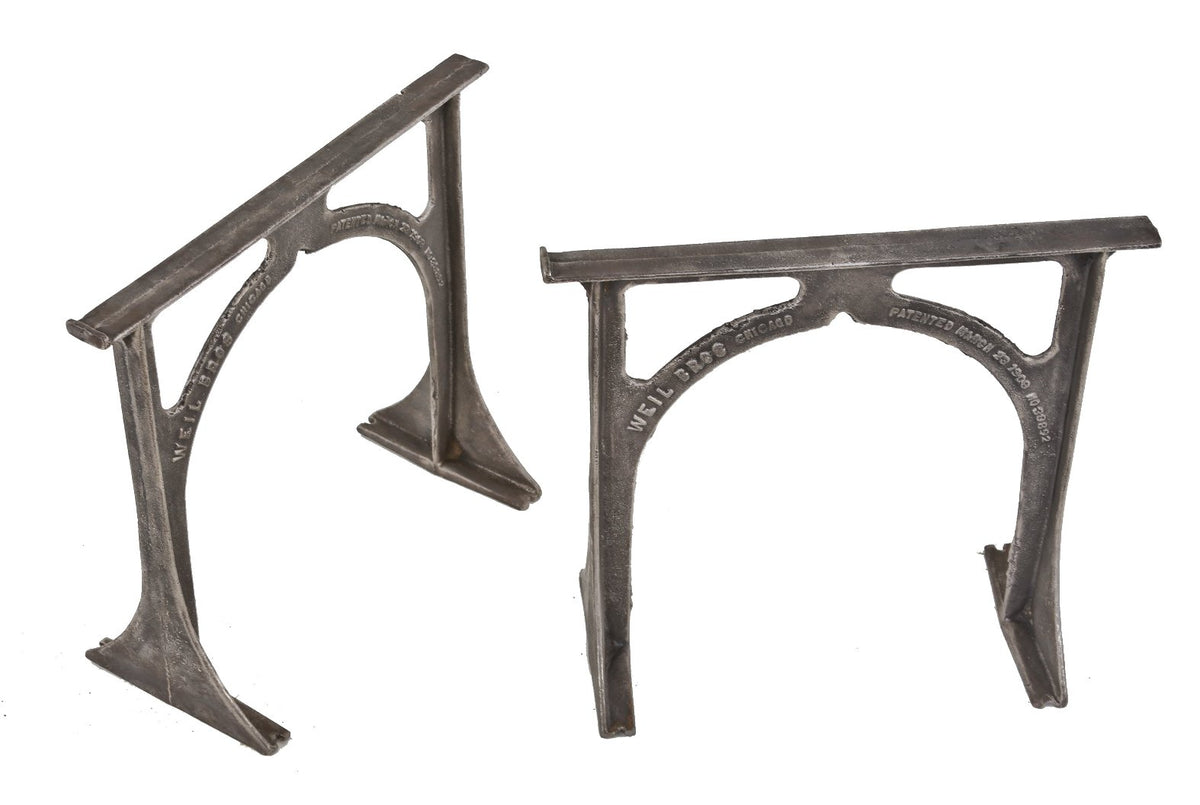matching set of early 20th century utilitarian american antique industrial refinished cast iron residential basement washtub bracket or supports