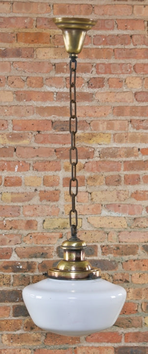 c. 1900-10 original interior antique american reliance commercial building office room single pedant light with "schoolhouse" shade