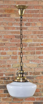 c. 1900-10 original interior antique american reliance commercial building office room single pedant light with "schoolhouse" shade