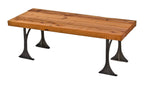 repurposed american antique industrial low-lying stationary basement cast iron soapstone sink base bench or coffee table with newly added old growth pine wood top