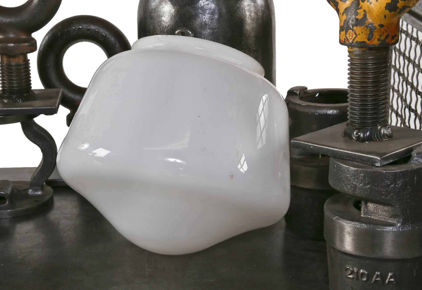 early 20th century original american "opal glass" reliance building interior hallway pendant light replacement shade