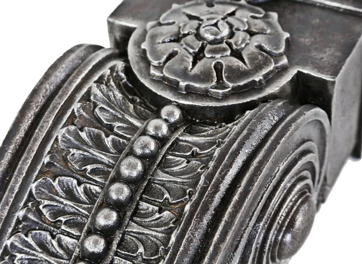 original c. 1904 museum-quality refinished ornamental cast iron oversized exterior chicago & northwestern railroad office building facade neoclassical style corbel with highly stylized leafage