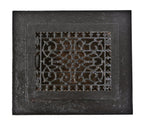 19th century american antique ornamental cast iron interior residential flush mount floor register with intact louvers and original surround