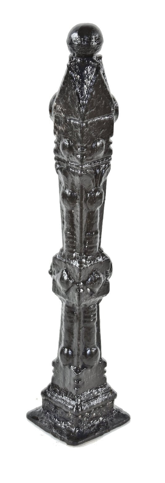 original freestanding c. 19th century american made victorian era ornamental cast iron "chicago style" exterior residential newel post