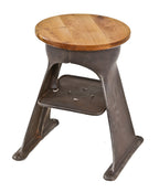 repurposed early 20th century american industrial heavy cast iron low-lying cream separator base side or occasional table with newly added oak wood top