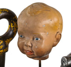vintage american industrial flesh-tone enameled molded plastic "sweetheart" soap advertising baby doll head with surface wear