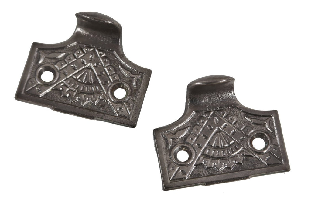 original late 19th century antique american eastlake style refinished ornamental cast iron "oriental" pattern window sash lifts or finger pulls