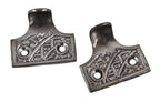 matching set of original c. 1890's antique american eastlake style ornamental cast iron residential window sash or finger lifts