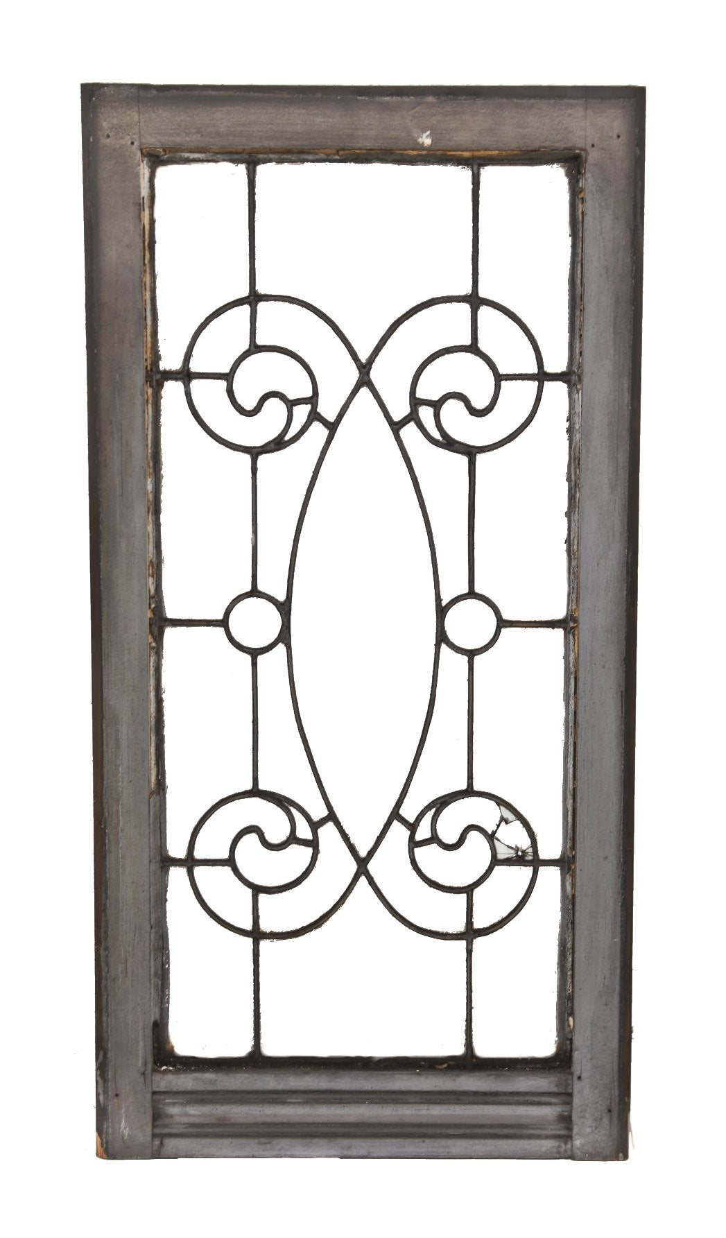 19th century american victorian era decorative leaded clear glass interior residential sidelight with original and intact painted pine wood sash frame