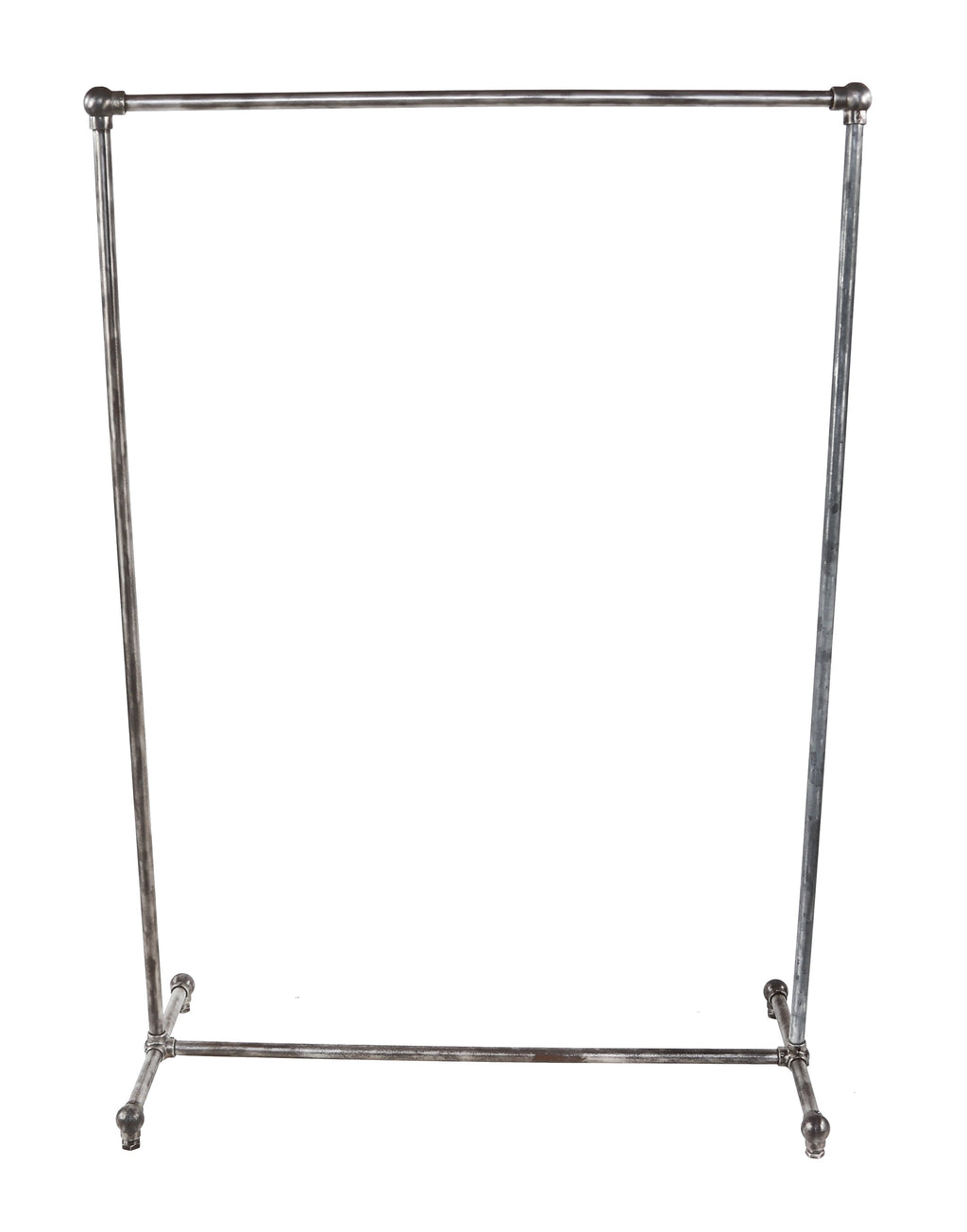 c. 1920's american industrial freestanding original heavy gauge tubular steel chicago department store clothing rack with bulbous fittings