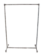 c. 1920's american industrial freestanding original heavy gauge tubular steel chicago department store clothing rack with bulbous fittings