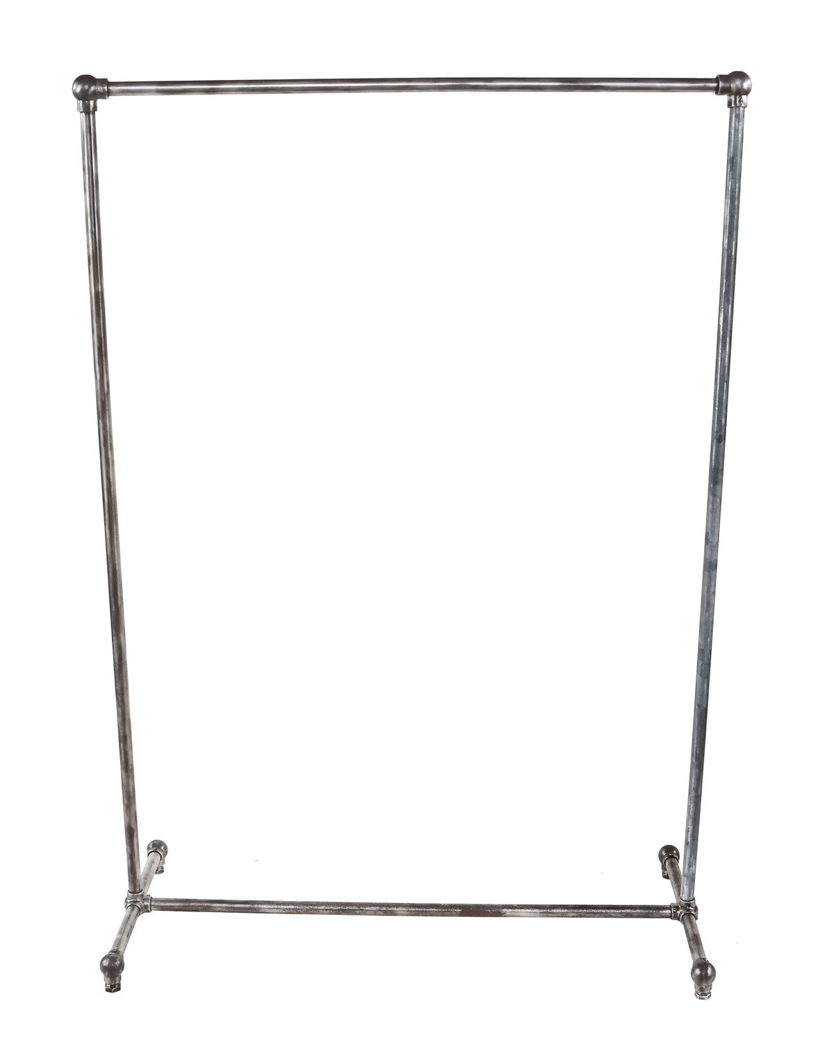 c. 1920's american industrial freestanding original heavy gauge tubular steel chicago department store clothing rack with bulbous fittings