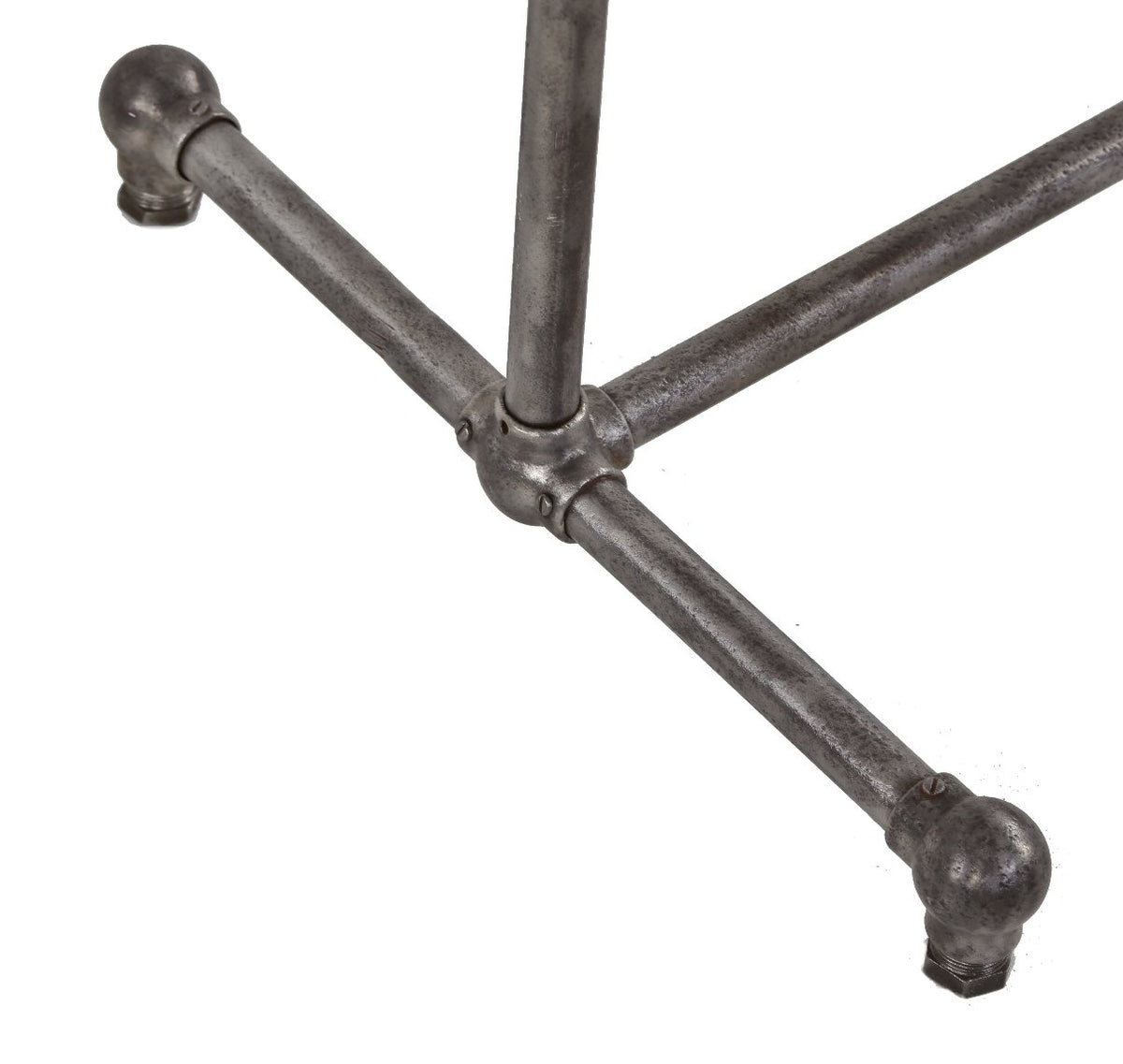 c. 1920's american industrial freestanding original heavy gauge tubular steel chicago department store clothing rack with bulbous fittings