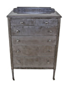 original and completely intact c. 1930's american depression era pressed and folded steel "simmons" highboy with sliding desk