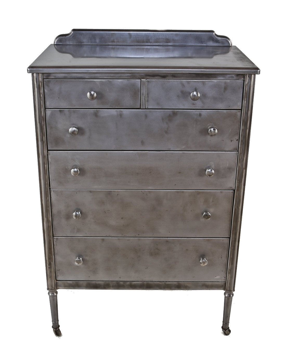 original and completely intact c. 1930's american depression era pressed and folded steel "simmons" highboy with sliding desk