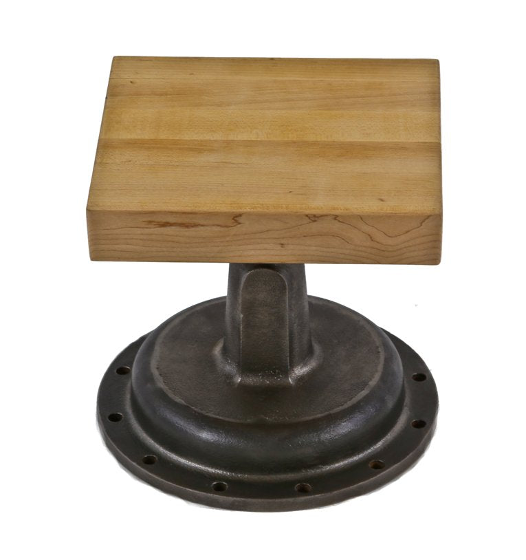 exceptional c. 1900's american industrial boylston refinished cast iron steam vale bonnet with newly added solid maple wood square-shaped top