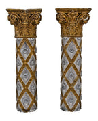 matching set of original early 1930's american ornamental cast plaster interior nortown theater lobby pilasters with highly detailed capitals containing acanthus leaves