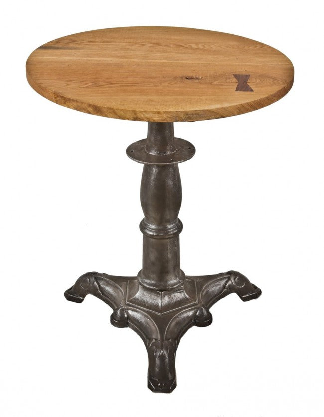 original late 19th century antique american industrial brushed cast iron three-legged saloon pub table stationary base with fanciful feet
