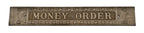 rare all original 19th century antique american aesthetic style nickel-plated bronze "money order" single-sided bank teller sign plaque