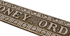 rare all original 19th century antique american aesthetic style nickel-plated bronze "money order" single-sided bank teller sign plaque