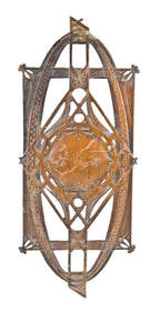 c. 1894 original and completely intact interior chicago stock exchange commercial building ornamental cast iron staircase baluster with largely intact copper-plated finish