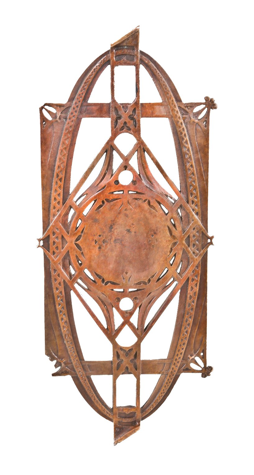 largely intact original late 19th century antique american interior chicago stock exchange building copper-plated ornamental cast iron staircase baluster panel