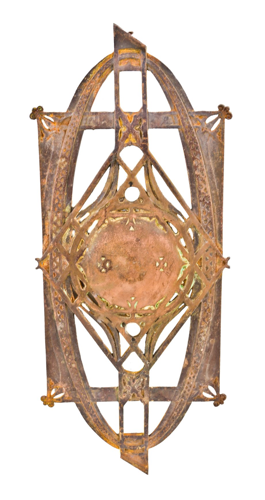 louis h. sullivan-designed late 19th century copper-plated cast iron staircase baluster panel salvaged from the non-extant chicago stock exchange building