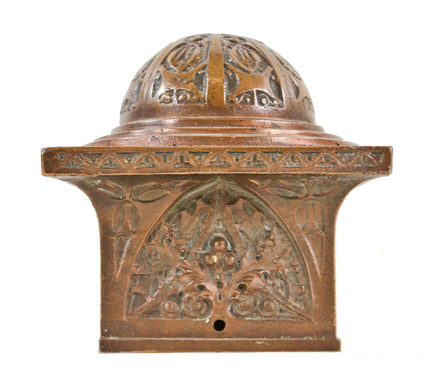 historically-important museum quality documented ornamental copper-plated cast iron interior schlesinger & mayer staircase newel post dome-shaped cap