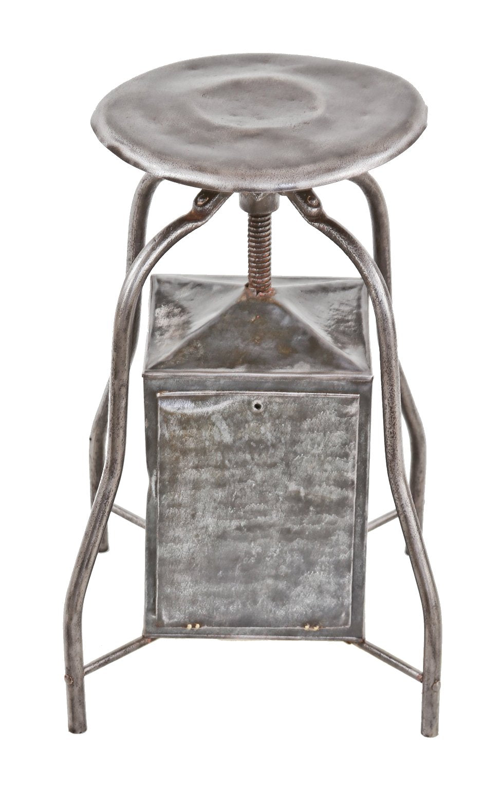 unusual and hard to find original early 1920's american antique medical stationary bent tubular steel hospital examination room doctor stool with integrated trash can