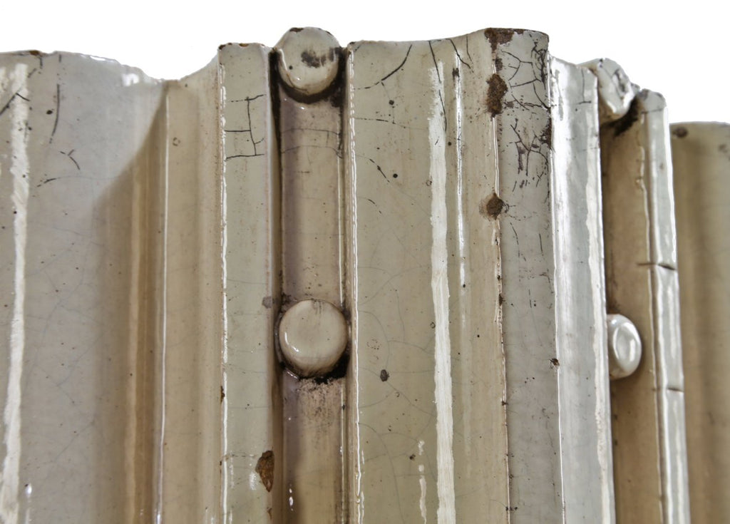 late 19th century original exterior reliance building interlocking facade curtain wall white glazed terra cotta panels accentuated with beads or buttons