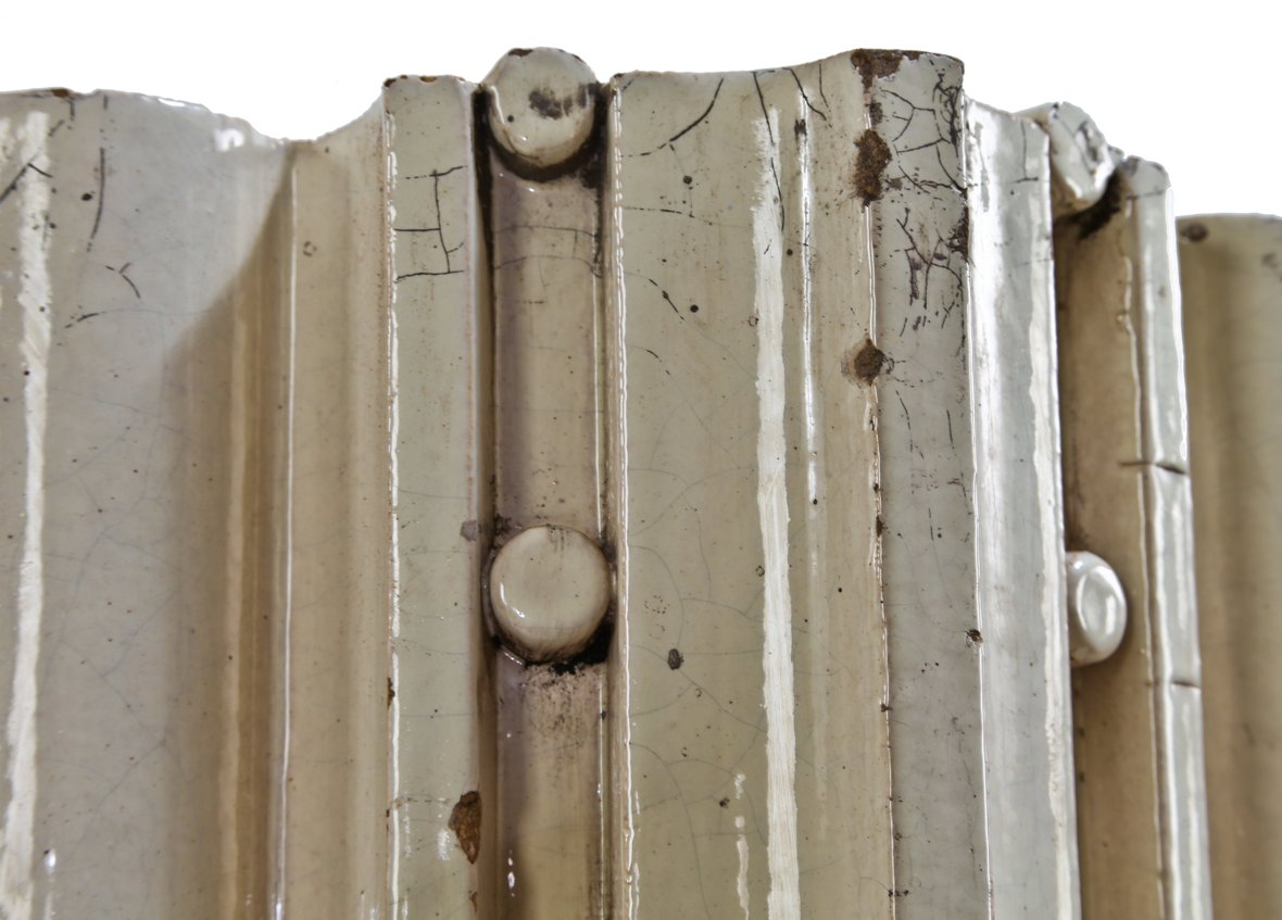 late 19th century original exterior reliance building interlocking facade curtain wall white glazed terra cotta panels accentuated with beads or buttons
