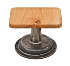 repurposed antique american made industrial commercial building steam gauge bonnet with a newly added sanded and sealed rounded edge oak wood top