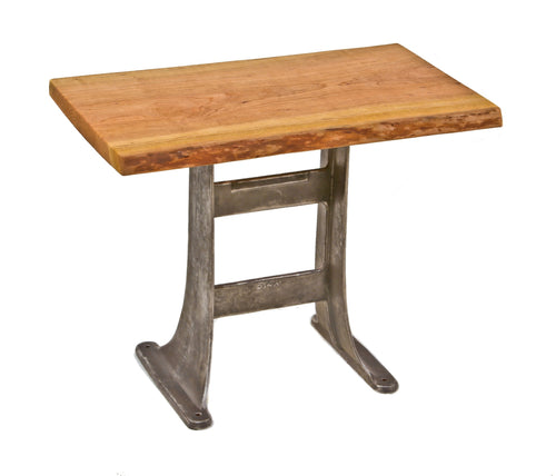 "dillion" factory machine shop low-lying cast iron stationary grinder and/or buffer machine base with newly added refinished old growth cherry wood slab tabletop