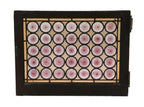 single all original 19th century american victorian era leaded art glass window featuring oversized turned light purple roundels or "bullseyes"