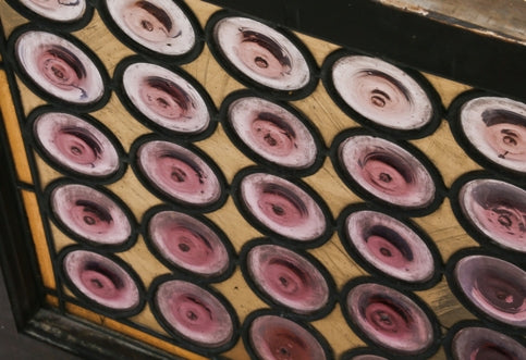 all original and unrestored american victorian era interior residential leaded art glass chicago gold coast mansion hinged casement window with rondels