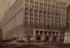 very rare all original signed and dated framed c. 1889 albumen photographic print depicting adler & sullivan's auditorium building during construction of the tower