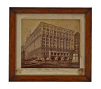 very rare all original signed and dated framed c. 1889 albumen photographic print depicting adler & sullivan's auditorium building during construction of the tower