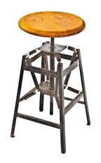 hard to find original late 1920's american antique medical stationary "set-ezy" adjustable height dentist or doctor examination chair with maple wood seat