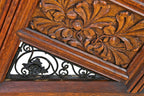 original and unrestored 19th century antique american interior residential potter palmer mansion partial intact staircase section with elaborate carving and iron work