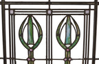 remarkable early 20th century american chicago prairie school long and narrow art glass interior residential cabinet or door window with slag glass abstract floral motifs